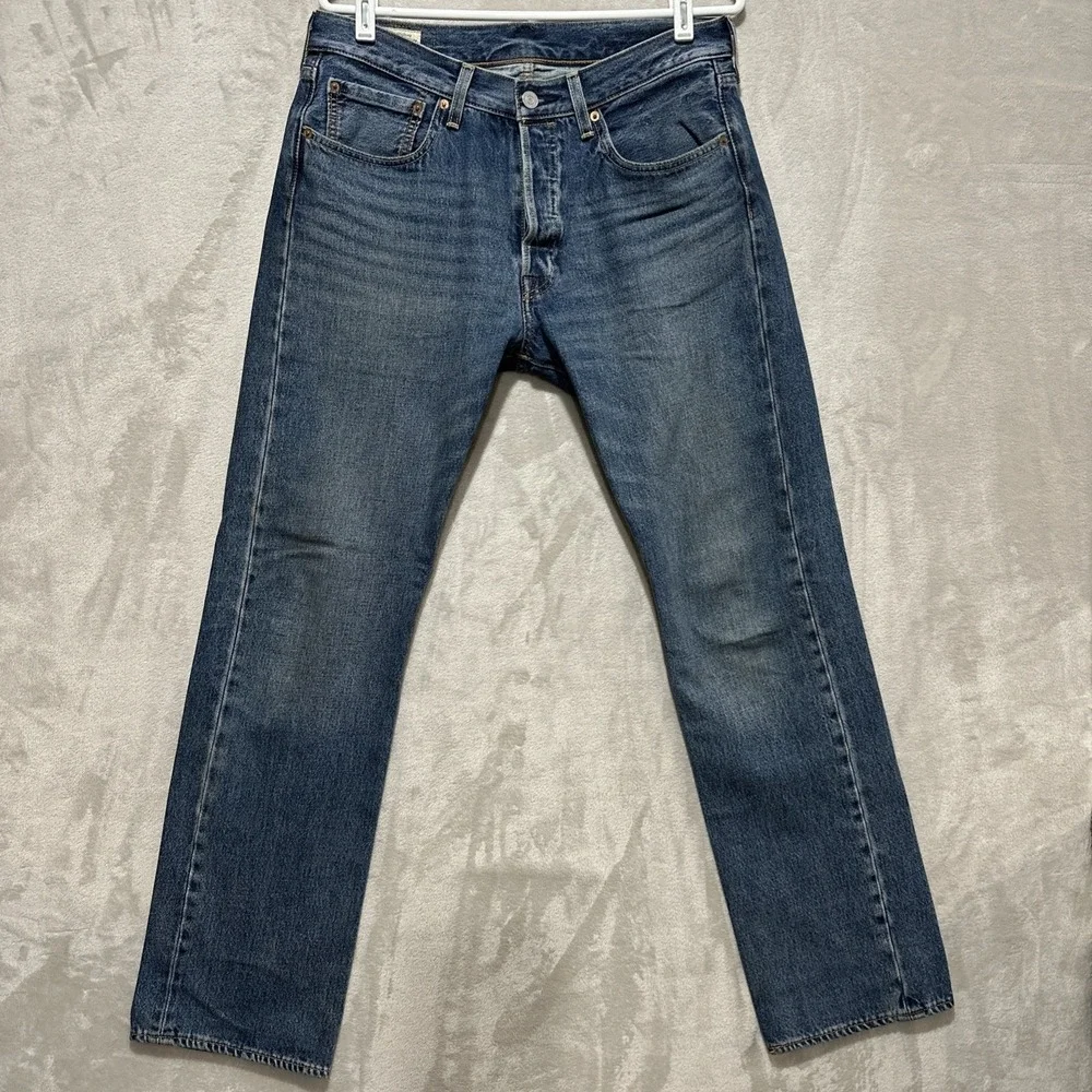 Rare Levi's 501 Premium‎ Straight Denim Jeans Blue Sz 31 Batwing Red Button Fly